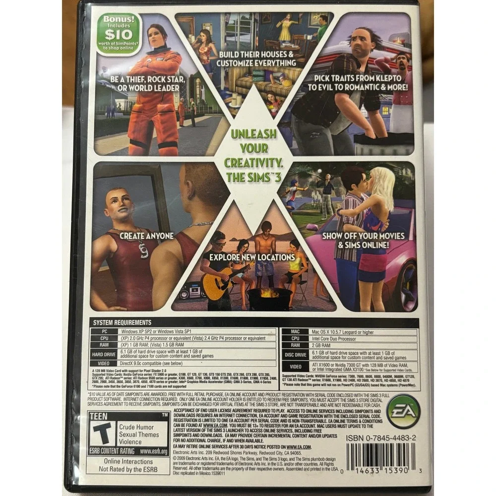 The‎ Sims 3 PC DVD ROM Game Windows Mac EA Teen Rated ESRB